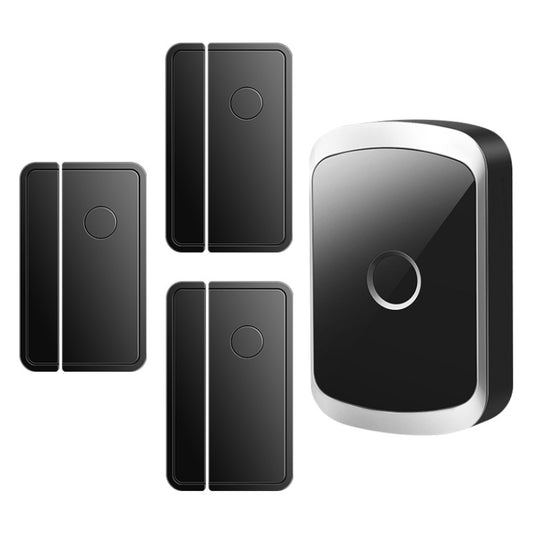 CACAZI M20 1 For 3 Split Type Door Opening Sensor Reminder Smart Wireless Doorbell Alarm, Style: UK Plug(Black) - Wireless Doorbell by CACAZI | Online Shopping South Africa | PMC Jewellery | Buy Now Pay Later Mobicred