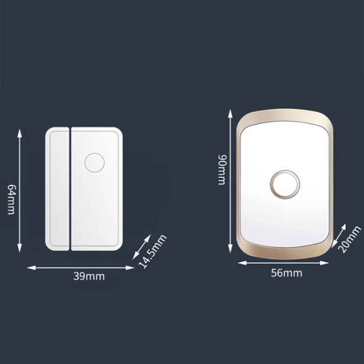 CACAZI M20 1 For 3 Split Type Door Opening Sensor Reminder Smart Wireless Doorbell Alarm, Style: US Plug(Black) - Wireless Doorbell by CACAZI | Online Shopping South Africa | PMC Jewellery