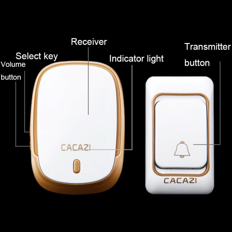 CACAZI Smart Waterproof Music Wireless Doorbell Multifunctional Pager, Style: EU Plug(Silver) - Wireless Doorbell by CACAZI | Online Shopping South Africa | PMC Jewellery