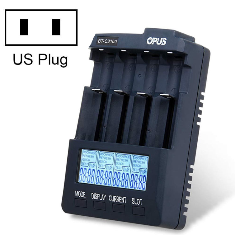 OPUS BT-C3100 Smart Smart Digital Intelligent 4-Slot Battery Charger(US Plug) - Charger & Converter by OPUS | Online Shopping South Africa | PMC Jewellery | Buy Now Pay Later Mobicred