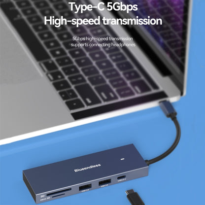 Blueendless 4K60Hz + Data Port Type-C Docking Station USB3.0 Splitter, Spec: 7-in-1 Card Reading Pink - USB HUB by Blueendless | Online Shopping South Africa | PMC Jewellery | Buy Now Pay Later Mobicred