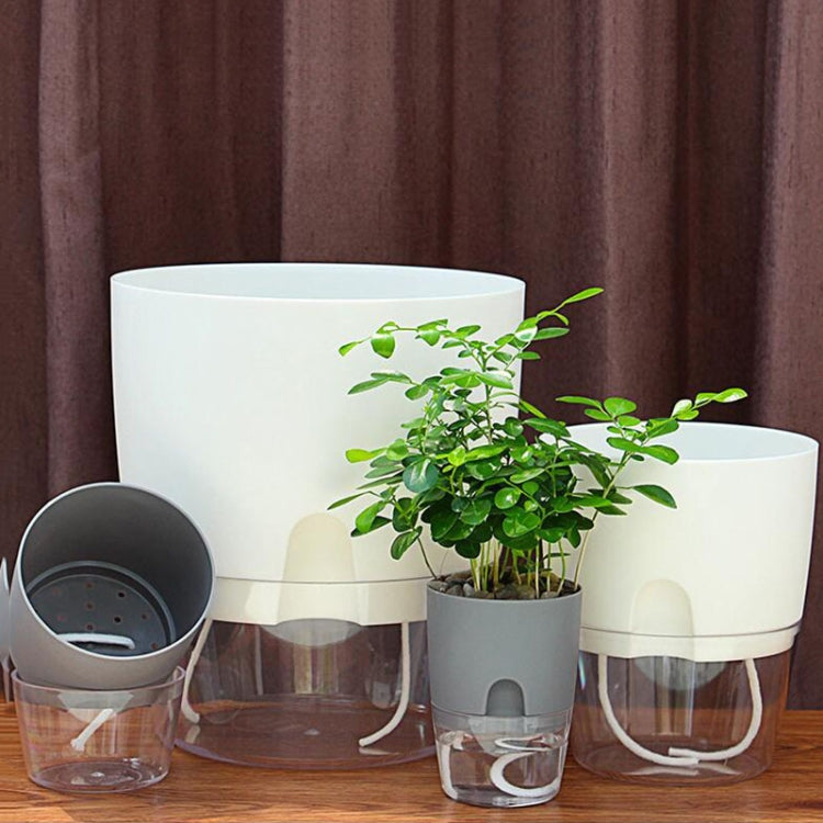 Transparent Plastic Double-Layer Water Storage Automatic Water-Absorbing Flowerpot, Size: A709 Caliber 23.5cm(White Transparent Basin) - Flower Pots & Planters by PMc TechLife | Online Shopping South Africa | PMc TechLife | Buy Now Pay Later Mobicred
