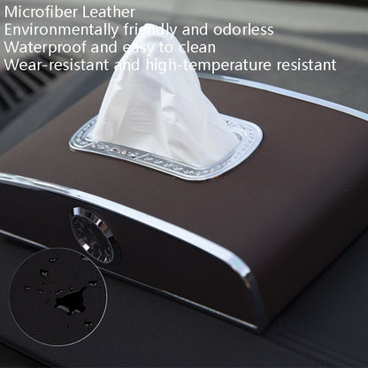 Car Clock Tissue Box Multi-Function Vehicle Instrument Table Paper Towel Box, Style: Clock+Parking Card (Ivory) - Tissue Boxes by PMC Jewellery | Online Shopping South Africa | PMC Jewellery