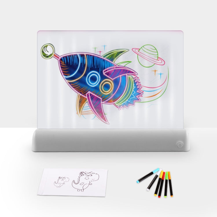3D Painting Fluorescent Plate LED Shining Puzzle Children Graffiti Panel Handwritten Message Board(Grey) - free shipping - PMC Jewellery - Order now!