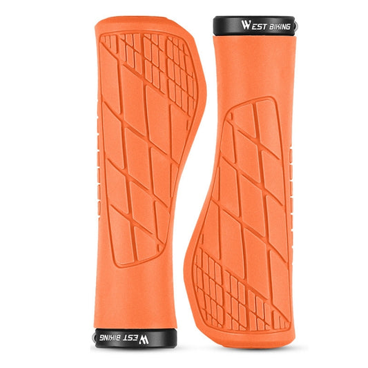 1 Pair WEST BIKING YP0804060 Bicycle Grips Mountain Bike Non-Slip Rubber Grips(Orange) - Bicycle Grips by WEST BIKING | Online Shopping South Africa | PMC Jewellery