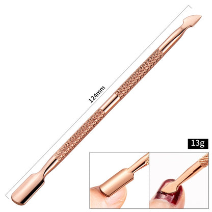 3 PCS Stainless Steel Rose Gold Double-Headed Steel Push Dead Skin Scissors Nail Set,Style: 04 Small Head - Nail Art Equipment by PMC Jewellery | Online Shopping South Africa | PMC Jewellery | Buy Now Pay Later Mobicred