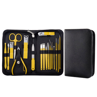 18 In 1 Yellow  Nail Clipper Set Manicure Set Stainless Steel Nail Clipper Manicure Tool - Nail Art Equipment by PMC Jewellery | Online Shopping South Africa | PMC Jewellery | Buy Now Pay Later Mobicred