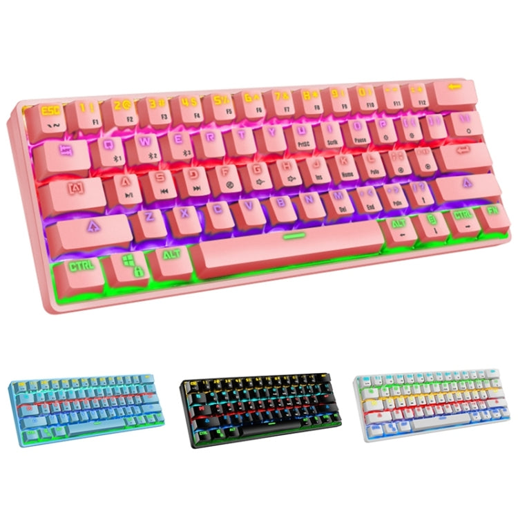 LEAVEN K28 61 Keys Gaming Office Computer RGB Wireless Bluetooth + Wired Dual Mode Mechanical Keyboard, Cabel Length:1.5m, Colour: Green Axis (Pink) - Wireless Keyboard by LEAVEN | Online Shopping South Africa | PMC Jewellery | Buy Now Pay Later Mobicred