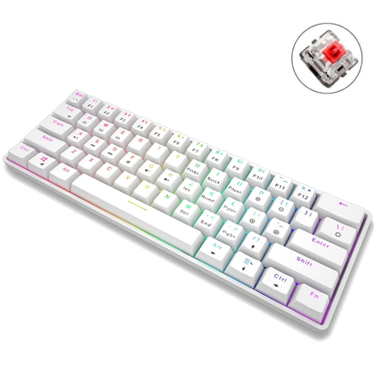 LEAVEN K28 61 Keys Gaming Office Computer RGB Wireless Bluetooth + Wired Dual Mode Mechanical Keyboard, Cabel Length:1.5m, Colour: Red Axis (White) - Wireless Keyboard by LEAVEN | Online Shopping South Africa | PMC Jewellery | Buy Now Pay Later Mobicred