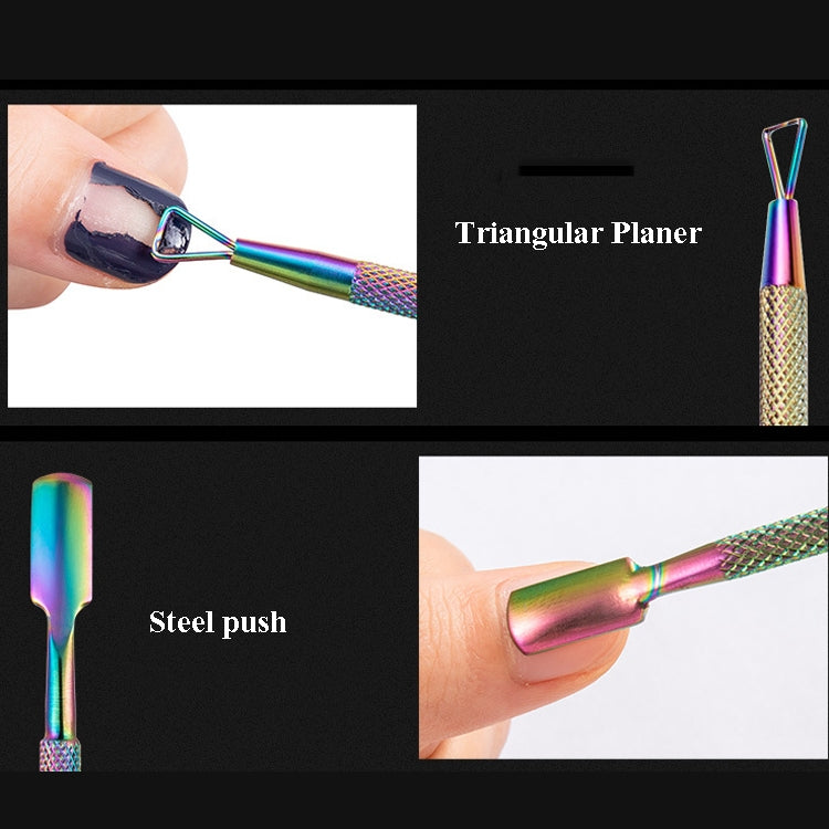 2 in 1 Color Titanium Nail Remover Set Stainless Steel Double-headed Dead Skin Push Set - Nail Art Equipment by PMC Jewellery | Online Shopping South Africa | PMC Jewellery | Buy Now Pay Later Mobicred