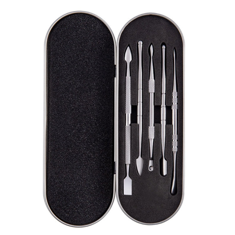 Nail Art Tool Set Smoke Cream Spoon Stainless Steel Steel Push Smoke Oil Spoon, Specification: 5 In 1 Silver - Nail Art Equipment by PMC Jewellery | Online Shopping South Africa | PMC Jewellery | Buy Now Pay Later Mobicred