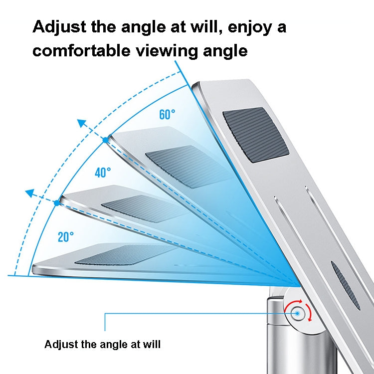 Oatsbasf 03597 Aluminum Alloy Notebook Heightening Bracket Notebook Computer Lifting Heat Dissipation Bracket Mobile Folding Table,Style: Elite Version-Gray - Laptop Stand by Oatsbasf | Online Shopping South Africa | PMC Jewellery | Buy Now Pay Later Mobicred