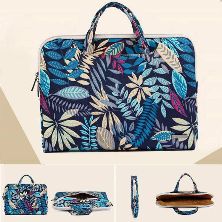 LiSEN LS-116 Simple Laptop Bag Business Laptop Liner Bag, Size: 13.3 inch(Canvas Colorful Leaves Blue) - 13.3 inch by LiSEN | Online Shopping South Africa | PMC Jewellery | Buy Now Pay Later Mobicred