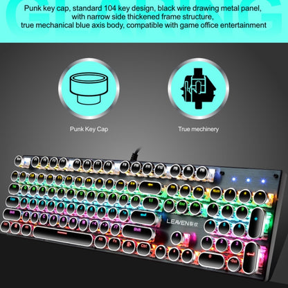 104 Keys Green Shaft RGB Luminous Keyboard Computer Game USB Wired Metal Mechanical Keyboard, Cabel Length:1.5m, Style: Punk Word Through Version (White) - Wired Keyboard by PMC Jewellery | Online Shopping South Africa | PMC Jewellery | Buy Now Pay Later Mobicred