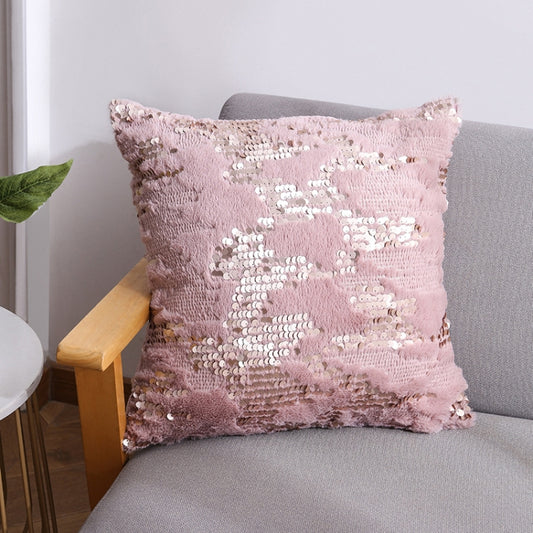 Double-sided Sequin Plush Pillowcase + Pillow Home Living Room Sofa Cushion, Specification: 40x40cm(39 Lightning Sequins Pink) - Cushions & Pillows by PMC Jewellery | Online Shopping South Africa | PMC Jewellery | Buy Now Pay Later Mobicred