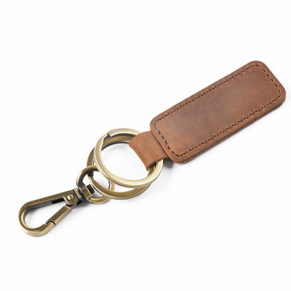 2 PCS Handmade Crazy Horse Leather Retro Keychain Car Couple Keychain, Specification: Double Ring( Brown) - Key Rings by PMC Jewellery | Online Shopping South Africa | PMC Jewellery | Buy Now Pay Later Mobicred