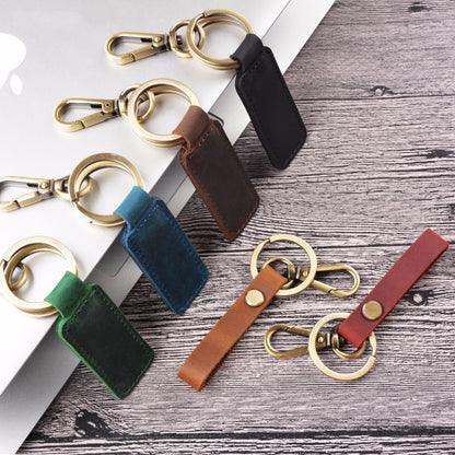 2 PCS Handmade Crazy Horse Leather Retro Keychain Car Couple Keychain, Specification: Double Ring( Brown) - Key Rings by PMC Jewellery | Online Shopping South Africa | PMC Jewellery | Buy Now Pay Later Mobicred