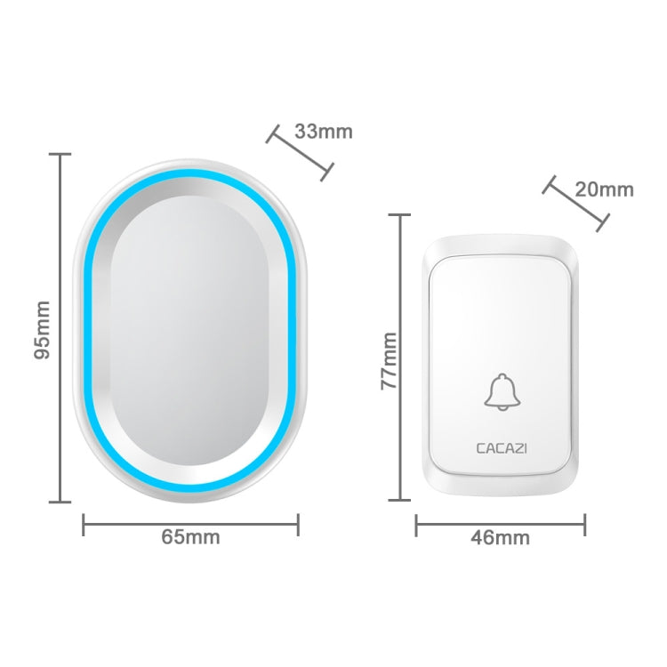 CACAZI A80 1 For 1 Wireless Music Doorbell without Battery, Plug:EU Plug(White) - Wireless Doorbell by CACAZI | Online Shopping South Africa | PMC Jewellery