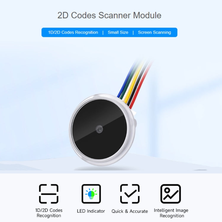 Waveshare 25515 Round 2D Codes Scanner Module Barcode/QR Code Reader, With LED Indicator - Module by Waveshare | Online Shopping South Africa | PMC TechLife | Buy Now Pay Later Mobicred