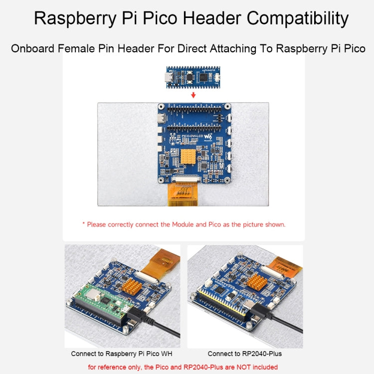 7 Inch Waveshare For Raspberry Pi Pico 1024×600 Pixel IPS Panel DVI Display Module - LCD & LED Display Module by Waveshare | Online Shopping South Africa | PMC Jewellery | Buy Now Pay Later Mobicred