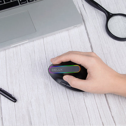 DELUX M618DB 6-Keys 1600 DPI RGB Vertical Wireless Bluetooth Dual-Mode Mouse(Lithium Bluetooth Version) - Wireless Mice by DELUX | Online Shopping South Africa | PMC Jewellery | Buy Now Pay Later Mobicred