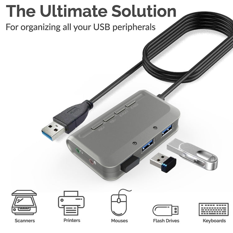 MB-103 USB 3.1 Three-Port Drive-Free HUB + 7.1 Voice Changer Sound Card High-Speed Docking Station, PS5 Voice Changer Sound Card Compatible with PS4 Headset, Cable Length: 1.2m(1 to 3) - USB 3.0 HUB by PMC Jewellery | Online Shopping South Africa | PMC Jewellery | Buy Now Pay Later Mobicred