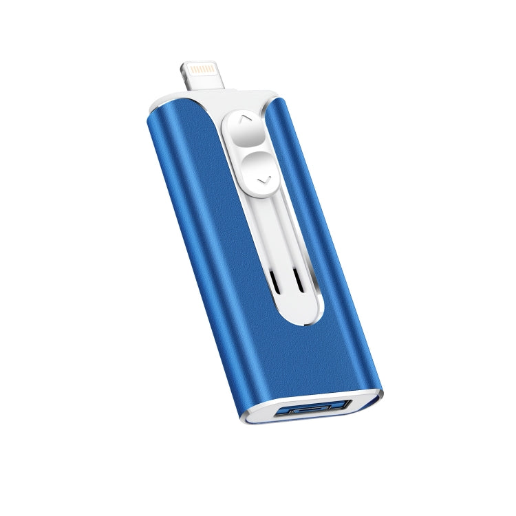 128GB Micro USB + 8 Pin + USB 2.0 3 in 1 Mobile Phone Computer U-Disk(Blue) - U Disk & Card Reader by PMC Jewellery | Online Shopping South Africa | PMC Jewellery | Buy Now Pay Later Mobicred