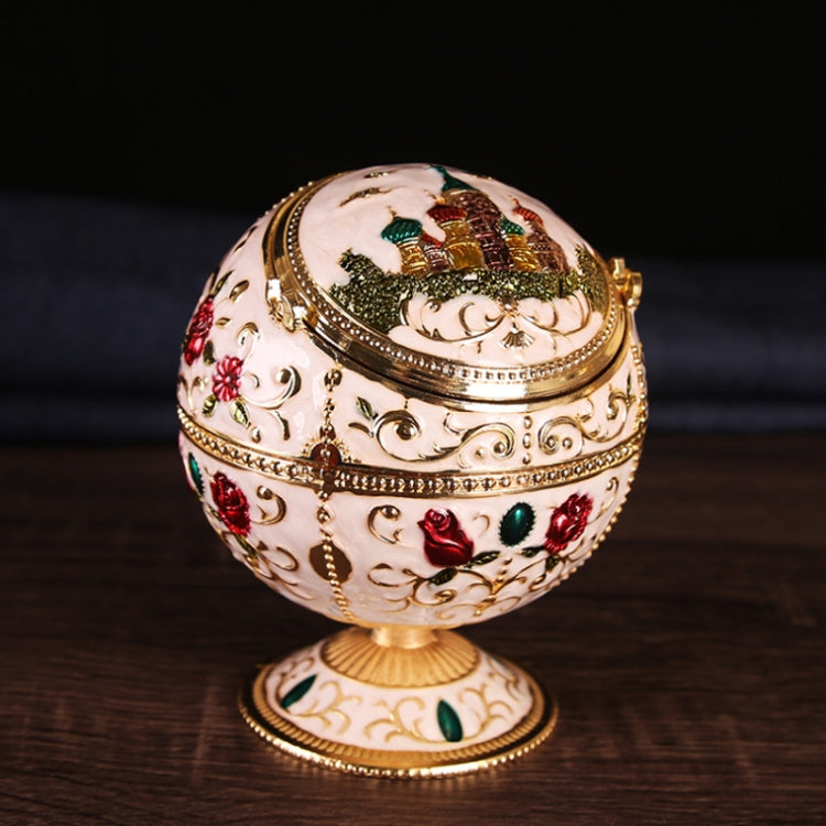 Metal Globe Ashtray With Lid Holiday Gift Tea Table Decoration(Phnom Pencasting Castle) - Cigarette Box & Ashtrays by PMC Jewellery | Online Shopping South Africa | PMC Jewellery