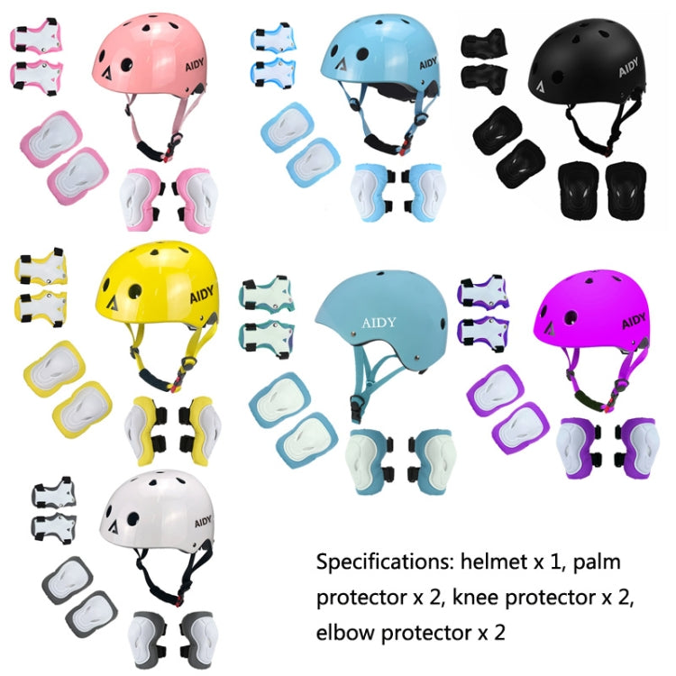 AIDY 7 In 1 Children Roller Skating Sports Protective Gear Set(Dumb Purple) - Protective Helmet & Masks by PMC Jewellery | Online Shopping South Africa | PMC Jewellery | Buy Now Pay Later Mobicred