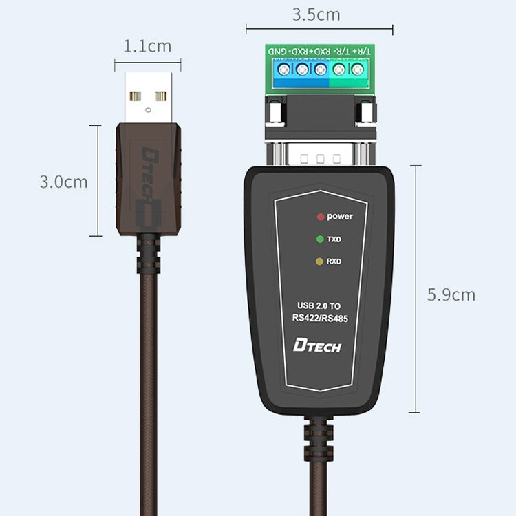 DTECH DT-5019 USB to RS485 / RS422 Conversion Cable, FT232 Chip, Length: 0.5m - RS485 / RS232 Series by DTECH | Online Shopping South Africa | PMC Jewellery