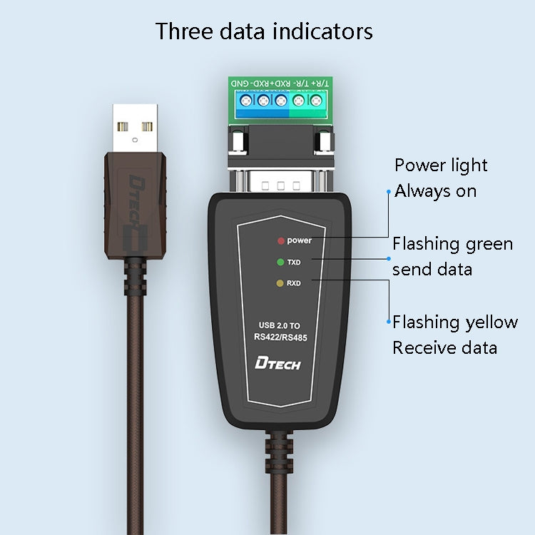 DTECH DT-5019 USB to RS485 / RS422 Conversion Cable, FT232 Chip, Length: 0.5m - RS485 / RS232 Series by DTECH | Online Shopping South Africa | PMC TechLife | Buy Now Pay Later Mobicred