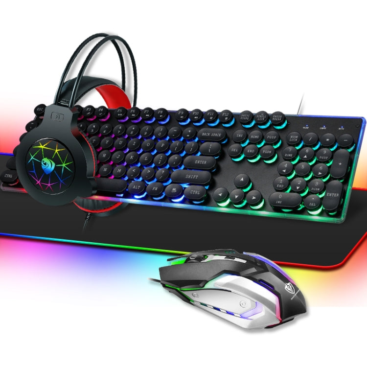 PANTSAN LD-145 4 in 1 Luminous Punk Gaming Keyboard + Mouse + Headphones + Mouse Pad Set(Black) - Wired Keyboard by PANTSAN | Online Shopping South Africa | PMC Jewellery | Buy Now Pay Later Mobicred