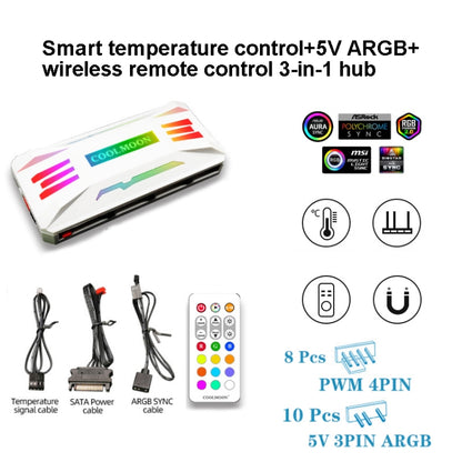 COOLMOON CM-MPAC PWM 5V ARGB Cooling Fan Remote Control For PC Case Chassis, Style: 3 in 1 Controller (White) - Others by COOLMOON | Online Shopping South Africa | PMC Jewellery | Buy Now Pay Later Mobicred