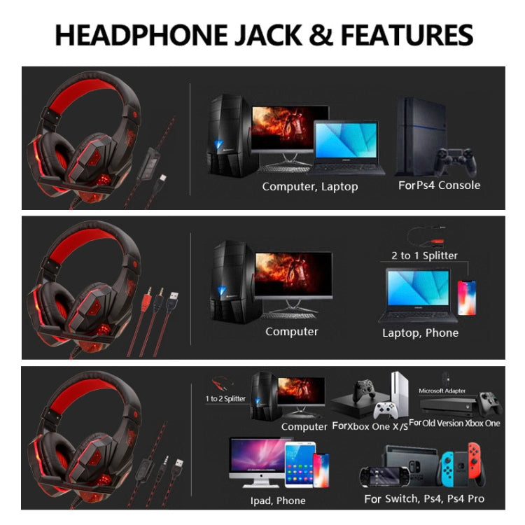 Soyto SY830 Computer Games Luminous Wired Headset, Color: For PC (Black Red) - Multimedia Headset by Soyto | Online Shopping South Africa | PMC Jewellery | Buy Now Pay Later Mobicred