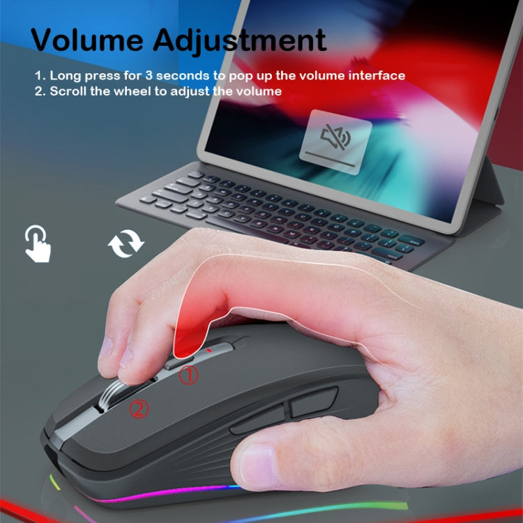 Fmouse M303 2400DPI Bluetooth&2.4G Dual Modes Rechargeable RGB Mouse(Gray) - Wireless Mice by Fmouse | Online Shopping South Africa | PMC Jewellery | Buy Now Pay Later Mobicred