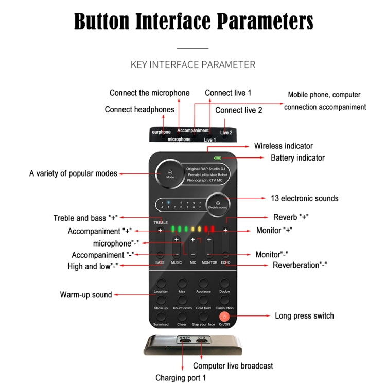 K9  Voice Changer Game Live Broadcast Mobile Computer Sound Card - Live Sound Effects Processors by PMC TechLife | Online Shopping South Africa | PMC TechLife | Buy Now Pay Later Mobicred