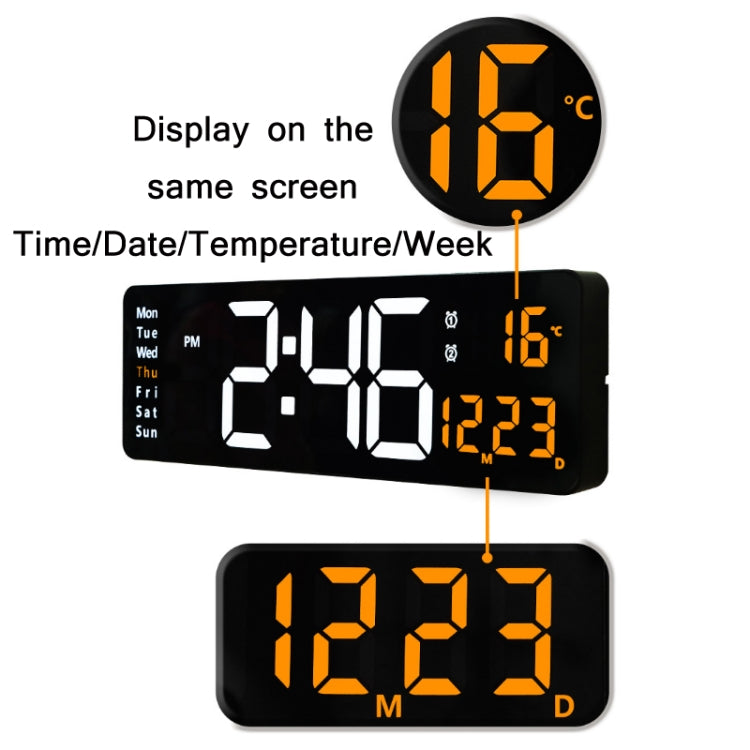 6626 Living Room Wall-Mounted Large Screen Display LED Digital Clock, Color: White Temperature - Wall Clock by PMC TechLife | Online Shopping South Africa | PMC TechLife