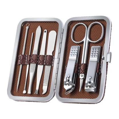 Stainless Steel Nail Trimming Grooming Set(Dark Brown) - Nail Clipper by PMC Jewellery | Online Shopping South Africa | PMC Jewellery | Buy Now Pay Later Mobicred