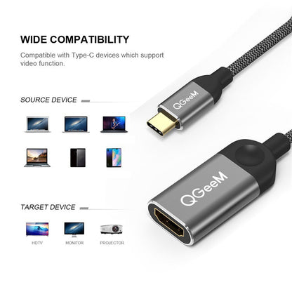 QGeeM QG-UA01 USB TYPE-C To HDMI Adapter(Silver Gray) - USB HUB by QGeeM | Online Shopping South Africa | PMC Jewellery | Buy Now Pay Later Mobicred