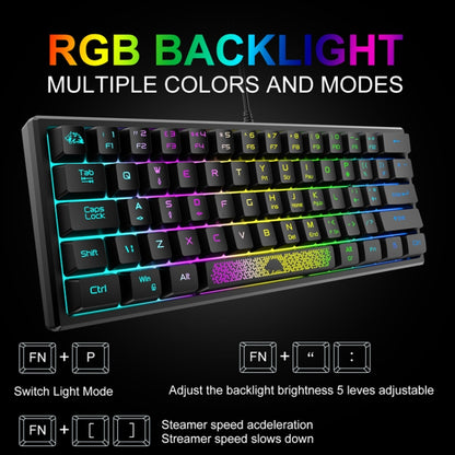 ZIYOU LANG K61 62 Keys RGB Lighting Mini Gaming Wired Keyboard, Cable Length:1.5m(Blue) - Wired Keyboard by ZIYOU LANG | Online Shopping South Africa | PMC Jewellery | Buy Now Pay Later Mobicred