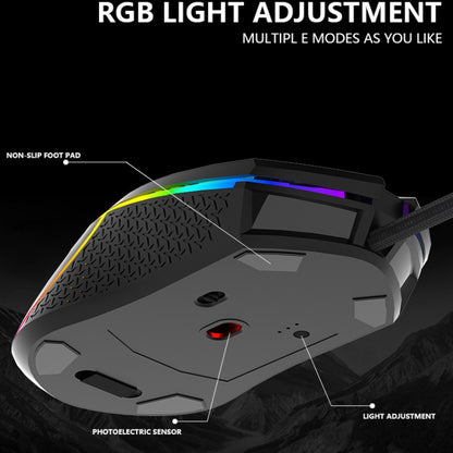 LEAVEN S50 6Keys Macro Definition Programmable RGB Lighted Gaming Wired Mouse, Cable Length: 1.5m(White) - Wired Mice by LEAVEN | Online Shopping South Africa | PMC Jewellery | Buy Now Pay Later Mobicred