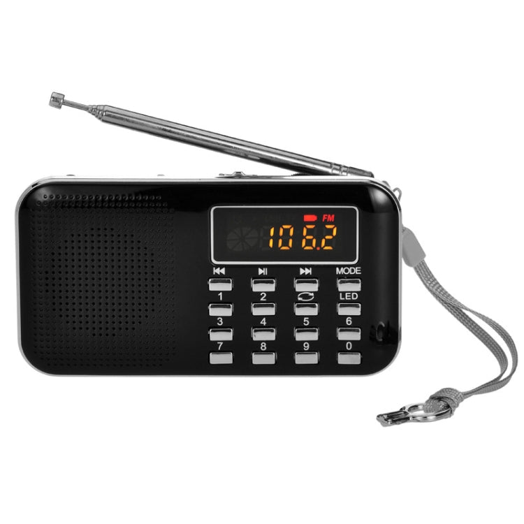 L-218AM  MP3 Radio Speaker Player Support TF Card USB with LED Flashlight Function(Black) - Radio Player by PMC Jewellery | Online Shopping South Africa | PMC Jewellery | Buy Now Pay Later Mobicred