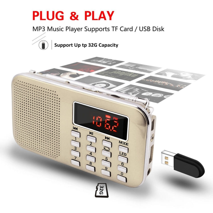 L-218AM  MP3 Radio Speaker Player Support TF Card USB with LED Flashlight Function(White) - Radio Player by PMC Jewellery | Online Shopping South Africa | PMC Jewellery | Buy Now Pay Later Mobicred