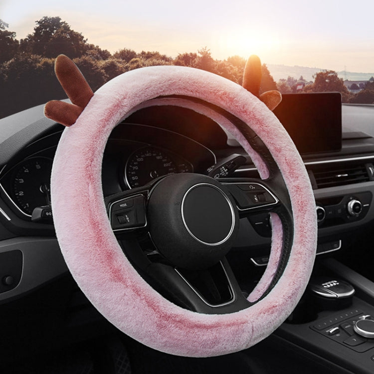 Antler Thick Plush Steering Wheel Cover, Style: O Type (Black) - Steering Wheel Accessories by PMC Jewellery | Online Shopping South Africa | PMC Jewellery | Buy Now Pay Later Mobicred