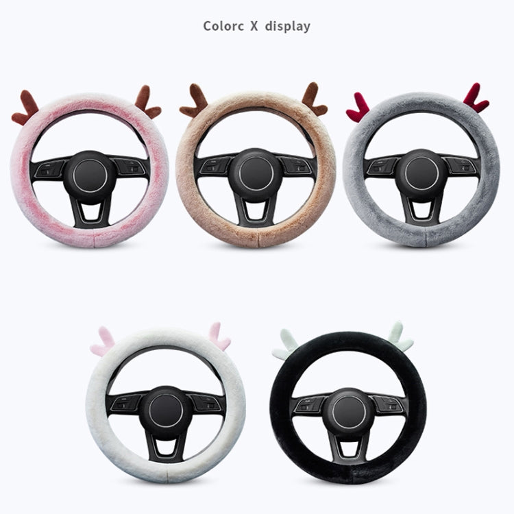 Antler Thick Plush Steering Wheel Cover, Style: D Type (Black) - Steering Wheel Accessories by PMC Jewellery | Online Shopping South Africa | PMC Jewellery | Buy Now Pay Later Mobicred