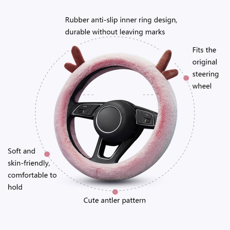 Antler Thick Plush Steering Wheel Cover, Style: D Type (Black) - Steering Wheel Accessories by PMC Jewellery | Online Shopping South Africa | PMC Jewellery | Buy Now Pay Later Mobicred