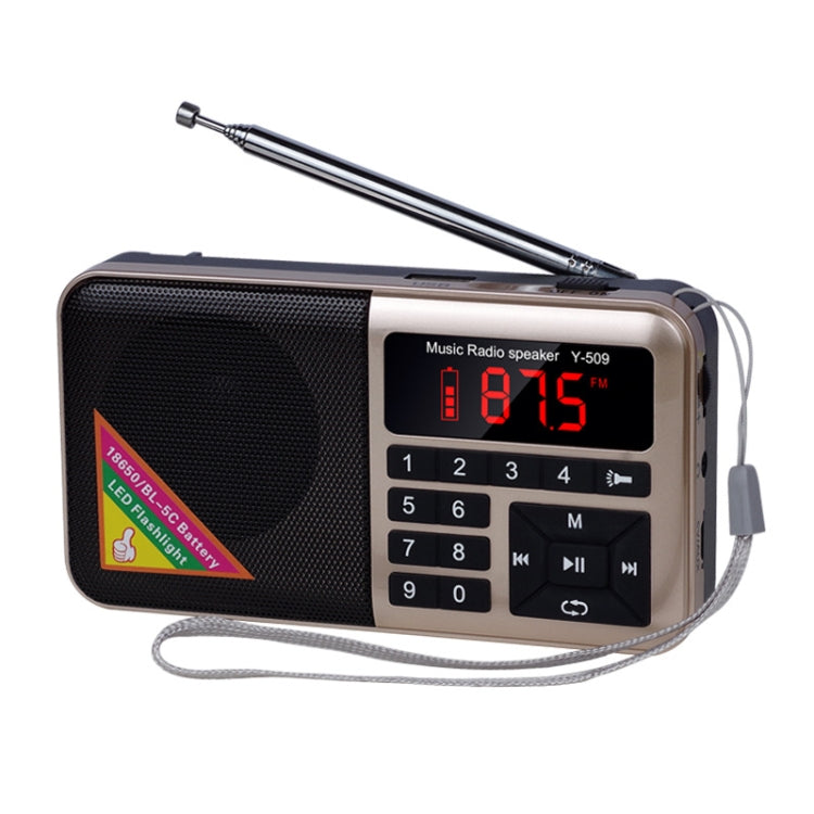 Bluetooth Card Radio Digital FM Player, Specifications: Y-509FM (No Solar Panel)(Gold) - Radio Player by PMC Jewellery | Online Shopping South Africa | PMC Jewellery | Buy Now Pay Later Mobicred