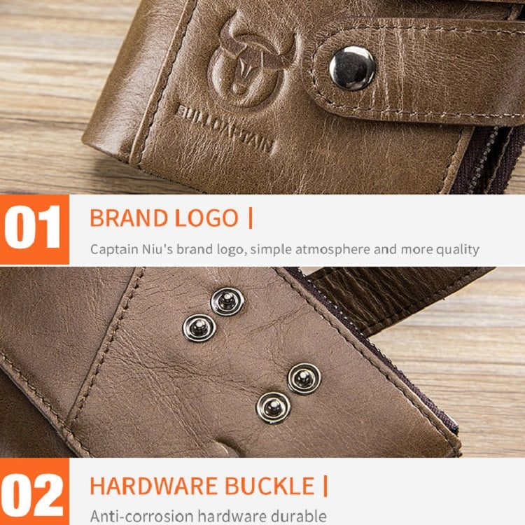 BULL CAPTAIN  Leather Three-fold Zipper Wallet For Men(Brown) - free shipping - PMc TechLife - Order now!