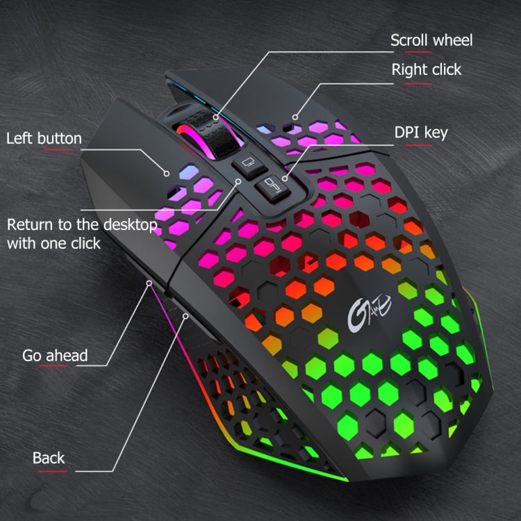 FMOUSE  X801 8 Keys 1600DPI Hollow Luminous Gaming  Office Mouse,Style: Black Wireless Rechargeable - Wireless Mice by FMOUSE | Online Shopping South Africa | PMC Jewellery | Buy Now Pay Later Mobicred