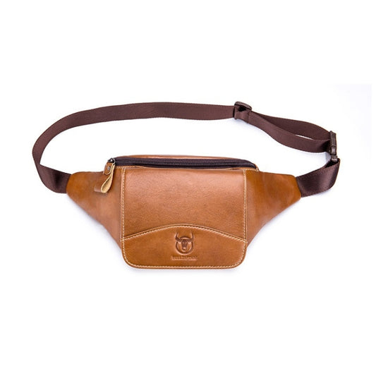 BULL CAPTAIN Cowhide Waist Bag Large Capacity Multifunctional Wallet For Men(Yellow Brown) - Single-shoulder Bags by BULL CAPTAIN | Online Shopping South Africa | PMC Jewellery | Buy Now Pay Later Mobicred